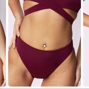 BRAND NEW Parade High Rise Brief Bikini Bottom Mulberry/Surfboard Size L